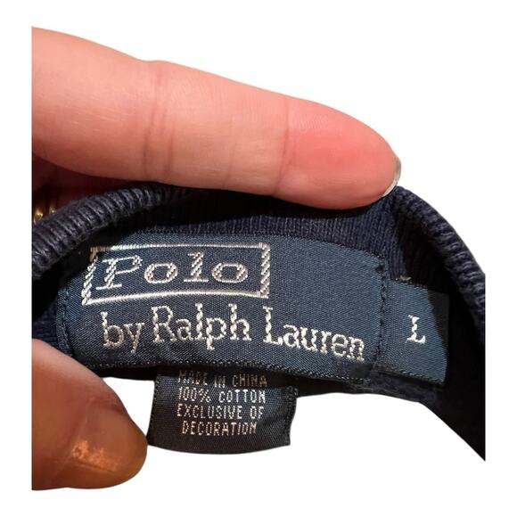 Ralph Lauren Polo Mens Large Navy Pink Striped Shirt 100% Cotton Preppy Classic - Picture 8 of 10